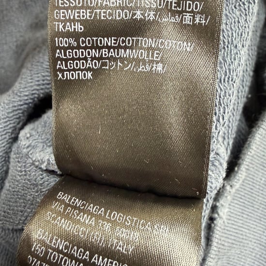 Balenciaga Oversized Hoodie mit Logoprint und Used-Look aus marineblauer Baumwolle - Image 6