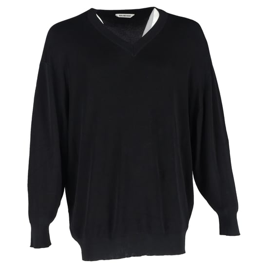 Balenciaga V-Ausschnitt-Pullover aus schwarzer Viskose - Image 1