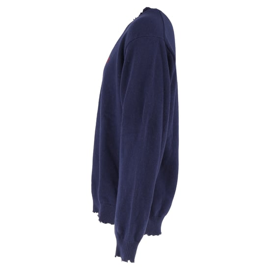 Balenciaga Pullover mit Logostickerei aus marineblauer Wolle - Image 2