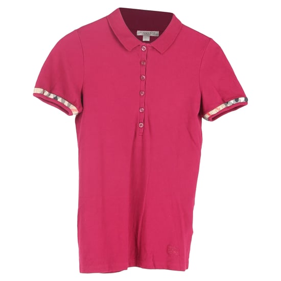 Burberry Brit Poloshirt mit kariertem Besatz an den kurzen Ärmeln aus rotvioletter Baumwolle - Image 1