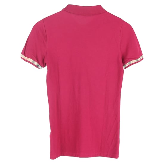 Burberry Brit Poloshirt mit kariertem Besatz an den kurzen Ärmeln aus rotvioletter Baumwolle - Image 2
