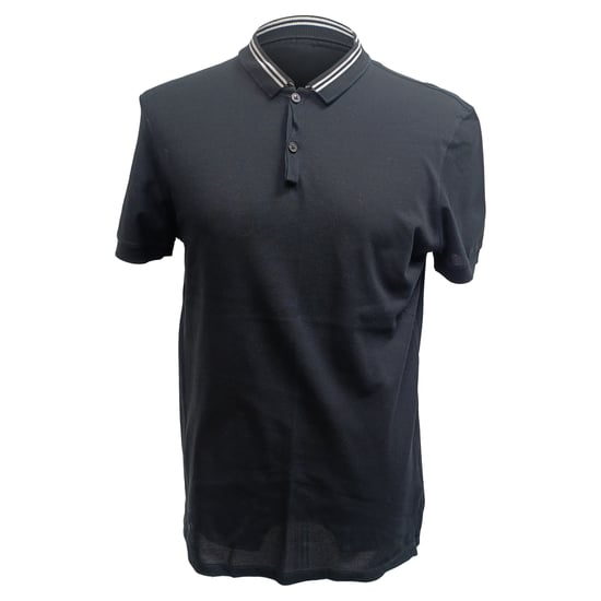 Lanvin Gestreiftes Kragen Kurzarm Polo-Shirt aus schwarzer Baumwolle - Image 1