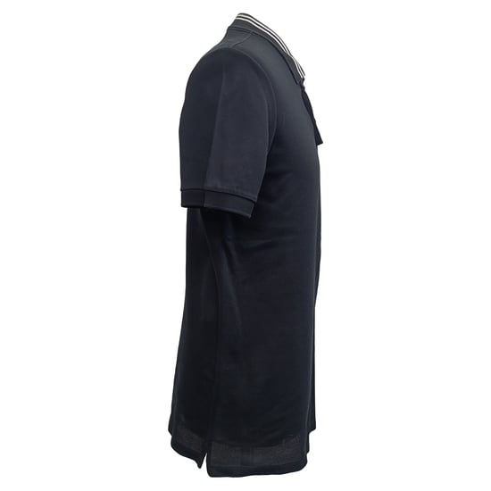 Lanvin Gestreiftes Kragen Kurzarm Polo-Shirt aus schwarzer Baumwolle - Image 2