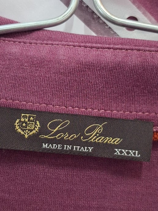 Loro Piana Langarm-Polohemd aus lila Baumwolle - Image 4