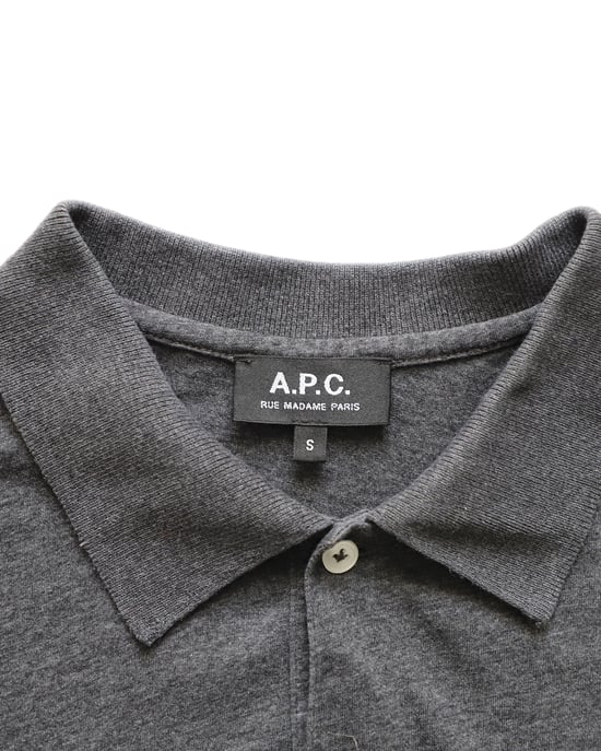 A.P.C. Logo besticktes Polo-Shirt aus grauer Baumwolle - Image 3