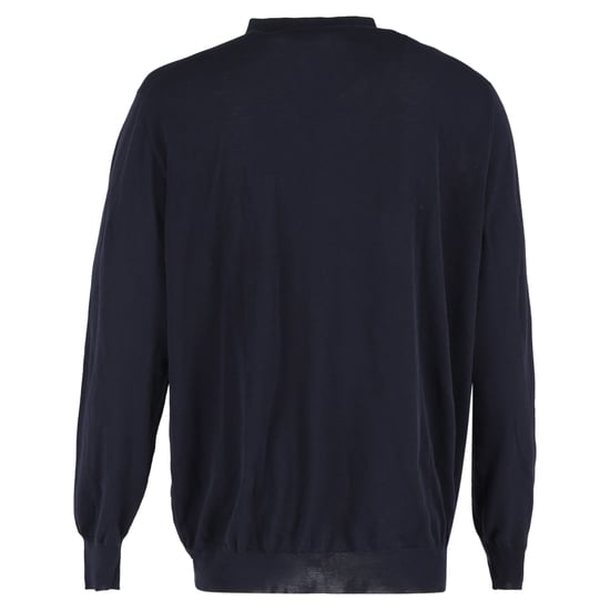 Loro Piana Langarm-Polohemd aus navyblauer Wolle - Image 3