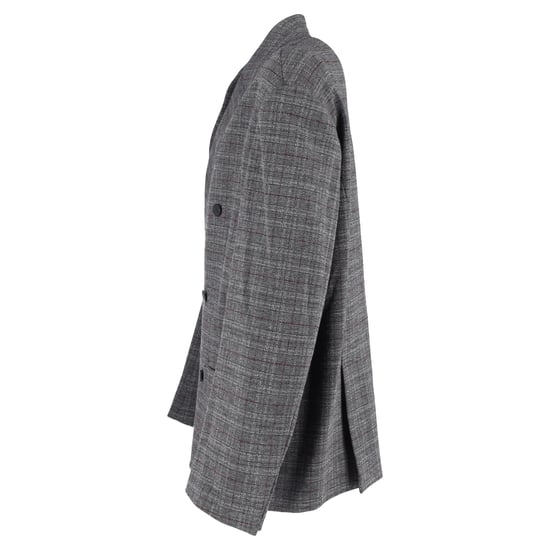 Balenciaga zweireihiger Oversize-Blazer mit Karomuster aus grauer Viskose - Image 2