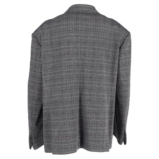Balenciaga zweireihiger Oversize-Blazer mit Karomuster aus grauer Viskose - Image 3