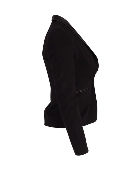 Maje Blazer mit Kontrastbesatz aus schwarzer Wolle - Image 2