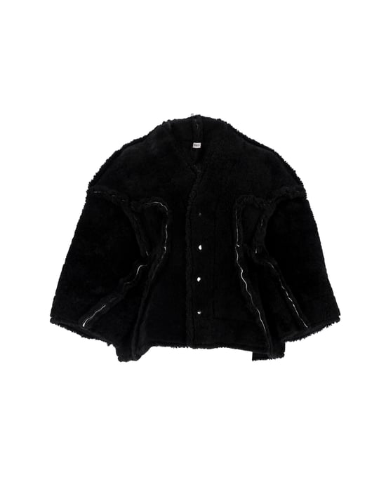 Rick Owens Legaspi Cropped Jacket in Black Shearling - Image 1