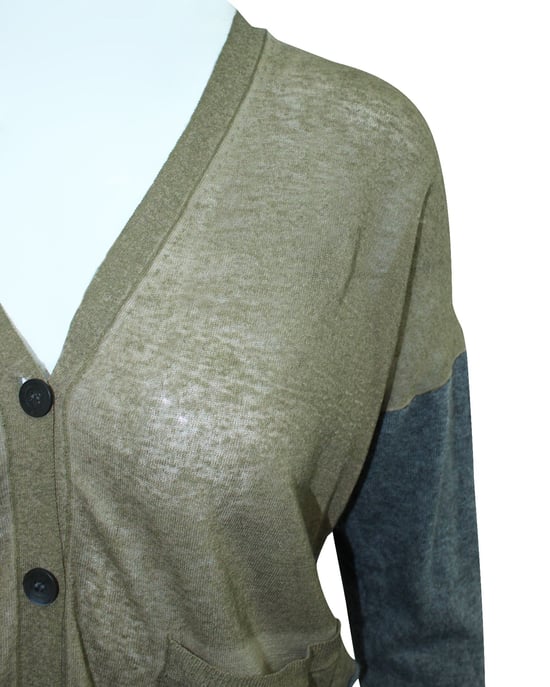 Graue und braune Strickjacke - Image 4