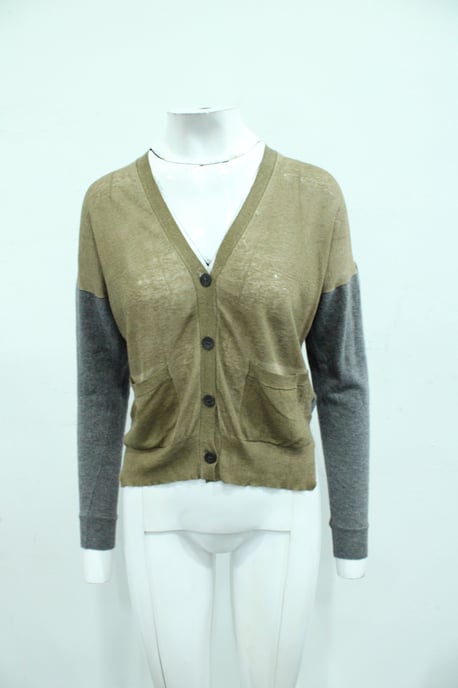 Graue und braune Strickjacke - Image 6