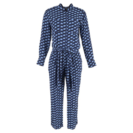 Diane von Furstenberg Jumpsuit mit geometrischem Print und langen Ärmeln aus blauer Viskose - Image 1