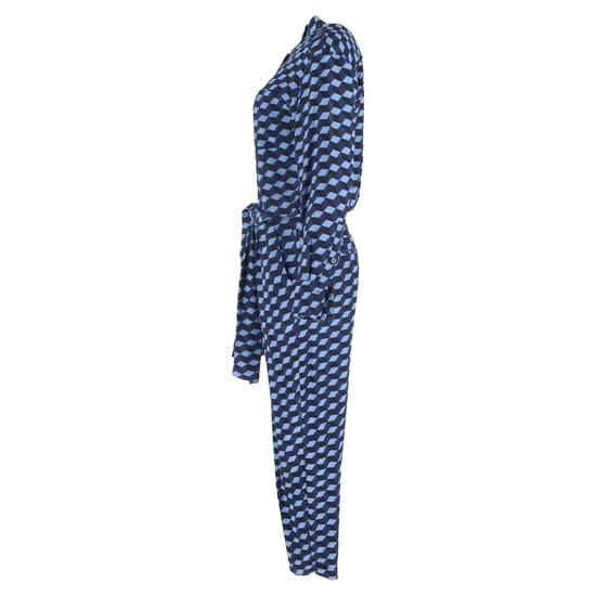 Diane von Furstenberg Jumpsuit mit geometrischem Print und langen Ärmeln aus blauer Viskose - Image 2