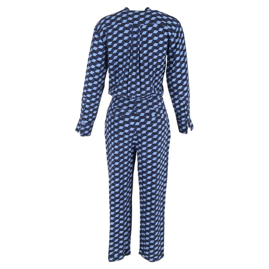 Diane von Furstenberg Jumpsuit mit geometrischem Print und langen Ärmeln aus blauer Viskose - Image 3