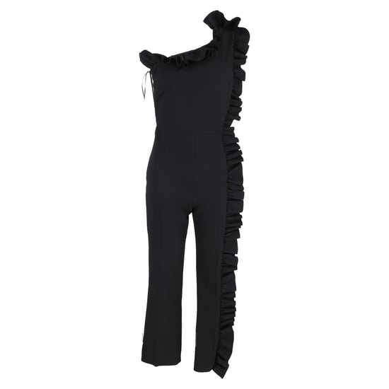 MSGM One-Shoulder-Jumpsuit mit Rüschenbesatz aus schwarzem Polyester - Image 1
