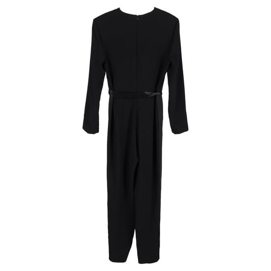Maje Jumpsuit mit V-Ausschnitt und Taillenband aus schwarzem Acetat - Image 2