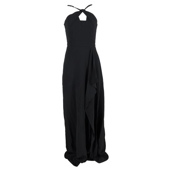 Roland Mouret Maxikleid mit Rüschen und verzierten Trägern aus schwarzer Viskose - Image 1