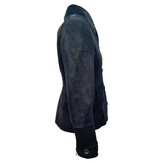 Burberry Brit Chedleigh zweireihige Shearling-Jacke aus schwarzem Leder - Image 2