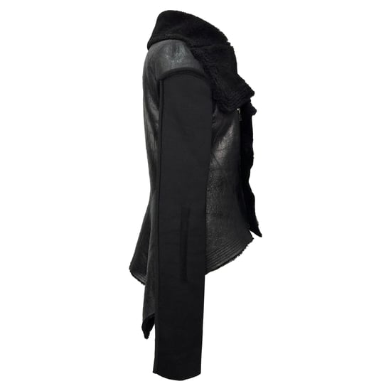 Rick Owens Naska Asymmetrische Shearling-Jacke aus schwarzem Lammleder - Image 2