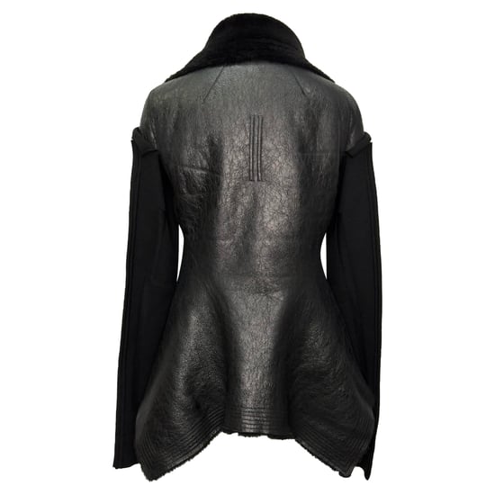 Rick Owens Naska Asymmetrische Shearling-Jacke aus schwarzem Lammleder - Image 3