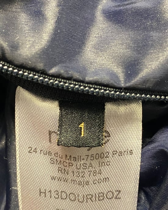 Maje Lange Daunenjacke mit Kapuze und Pelzbesatz aus blauem Nylon - Image 6