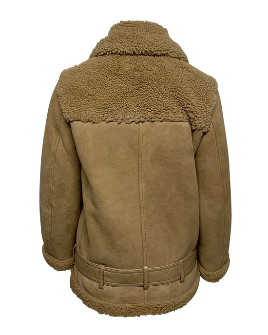 Maje Gombery Shearling-Jacke aus beigem Wildleder - Image 2