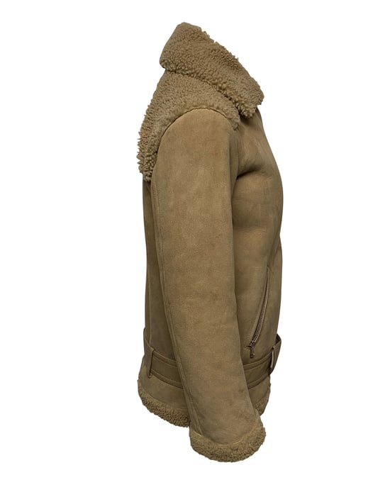 Maje Gombery Shearling-Jacke aus beigem Wildleder - Image 3