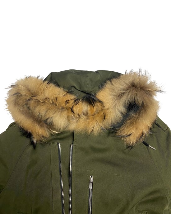 Sandro Paris Parka mit Pelzbesatz und Kapuze aus grüner Baumwolle - Image 4