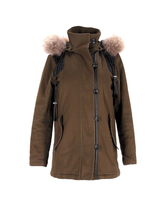 Maje Parka mit Kunstpelzmantel in Olivgrün (Polyester) - Image 1