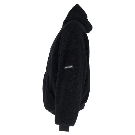 Balenciaga Oversized Fleece-Hoodie mit Reißverschluss in Schwarz (Polyester) - Image 2