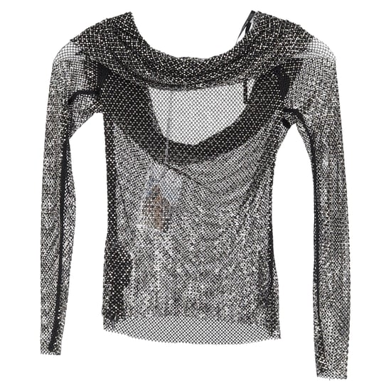 Self-Portrait Netz-Off-Shoulder-Top aus schwarzem Polyester - Image 2