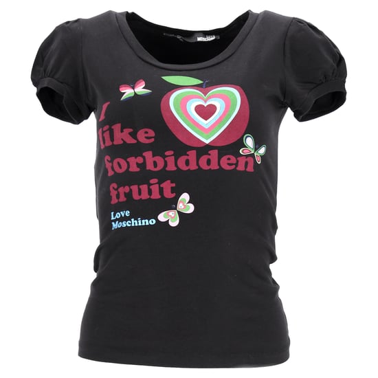 Moschino T-Shirt mit Grafikprint und Puffärmeln aus schwarzer Baumwolle - Image 1