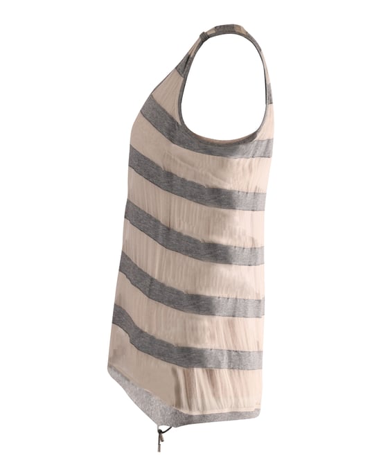 Brunello Cucinelli Pre-owned Ärmelloses, gestreiftes Top aus Seide - Grau - Image 2