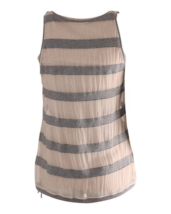 Brunello Cucinelli Pre-owned Ärmelloses, gestreiftes Top aus Seide - Grau - Image 3