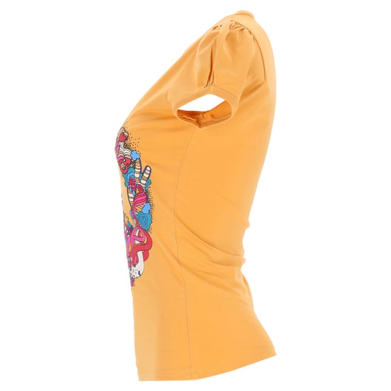 Moschino T-Shirt mit Grafikprint und Puffärmeln aus gelber Baumwolle - Image 2
