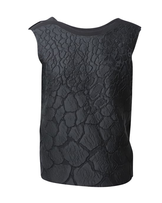 Ärmelloses Fendi Top aus schwarzem Polyester mit floralem Ton-in-Ton-Brokatmuster - Image 1