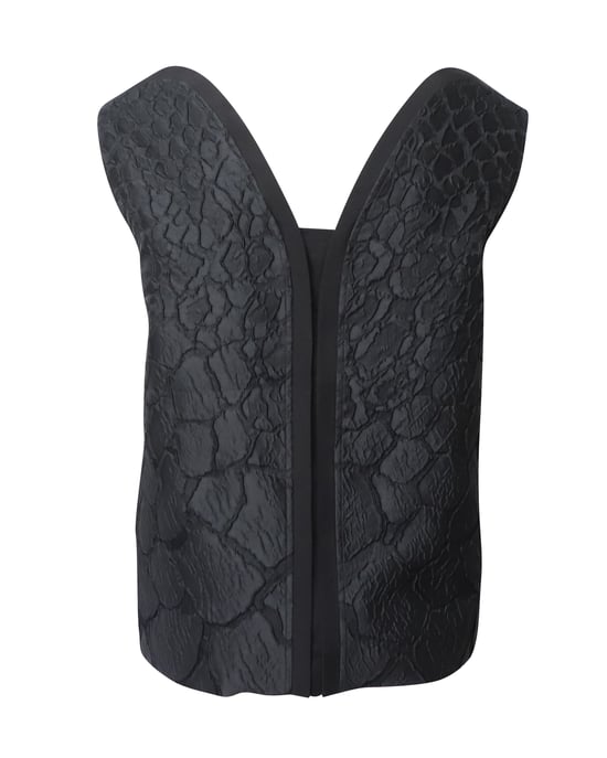 Ärmelloses Fendi Top aus schwarzem Polyester mit floralem Ton-in-Ton-Brokatmuster - Image 3