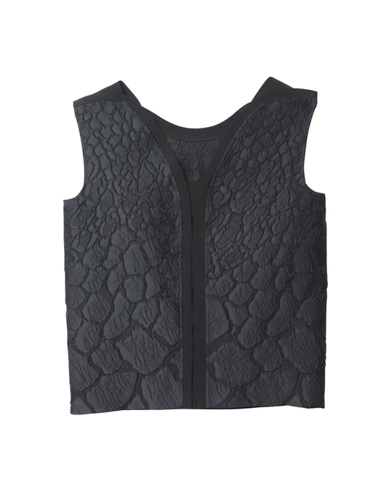 Ärmelloses Fendi Top aus schwarzem Polyester mit floralem Ton-in-Ton-Brokatmuster - Image 4