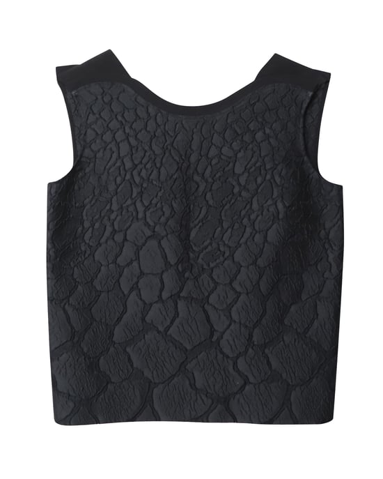 Ärmelloses Fendi Top aus schwarzem Polyester mit floralem Ton-in-Ton-Brokatmuster - Image 5