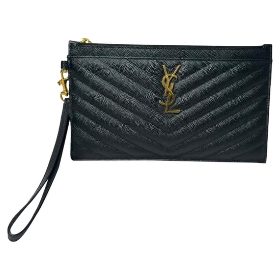 Saint Laurent Cassandre Matelassé Reißverschlusstasche aus schwarzem Kalbsleder - Image 2