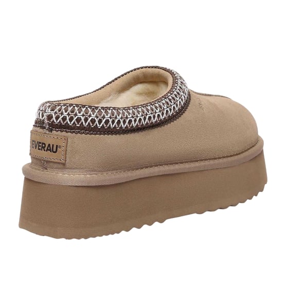 EverAu - "Wonga" Hausschuhe für Damen, Kuh Wildleder, Plattform-Absatz (Sand) - Image 2