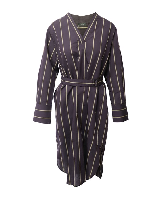 Joseph Janis gestreiftes Morgenmantelkleid aus brauner Baumwolle - Image 1