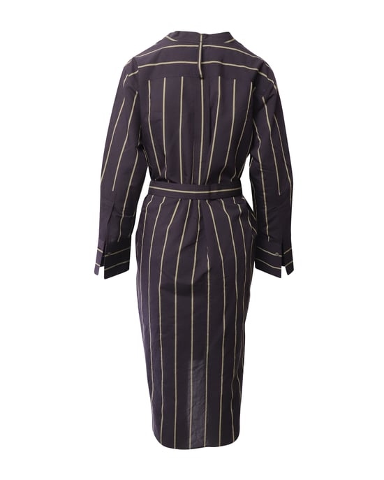 Joseph Janis gestreiftes Morgenmantelkleid aus brauner Baumwolle - Image 3