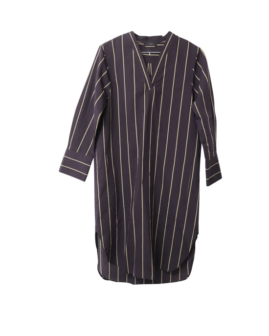 Joseph Janis gestreiftes Morgenmantelkleid aus brauner Baumwolle - Image 5