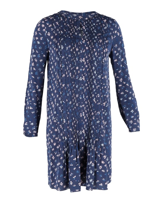 Diane von Furstenberg bedrucktes, plissiertes Langarmkleid aus marineblauer Seide - Image 1