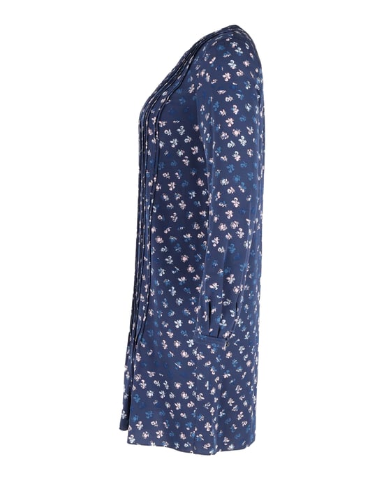Diane von Furstenberg bedrucktes, plissiertes Langarmkleid aus marineblauer Seide - Image 2