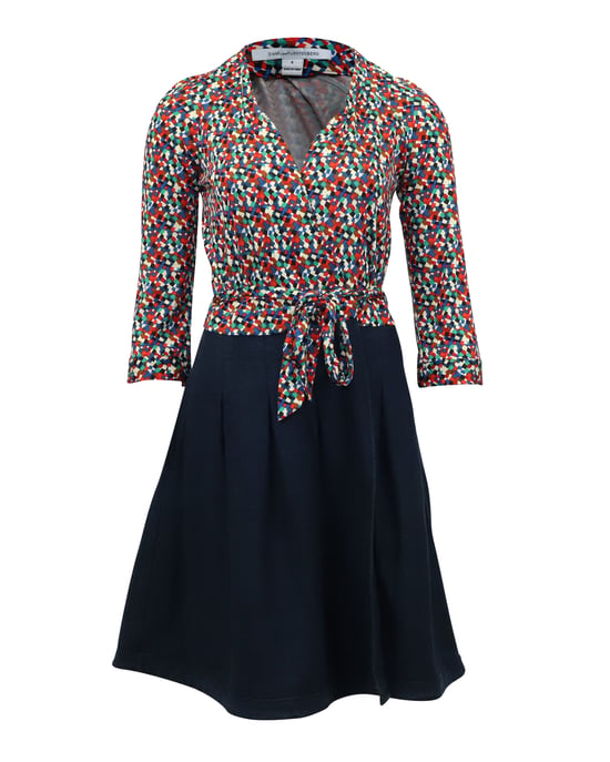 Diane Von Furstenberg Pre-owned Wickelkleid mit Denim-Rockpartie, aus Viskose - Mehrfarbig - Image 1