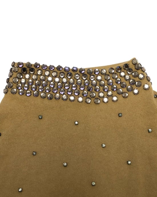 Valentino Garavani Strickkleid mit Kristallverzierungen aus brauner Kamelwolle - Image 6
