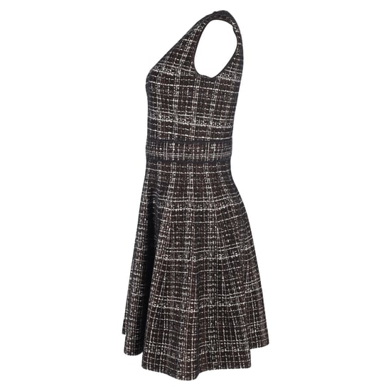 Prada Karo Knielanges Ausgestellt Kleid aus brauner Wolle - Image 2